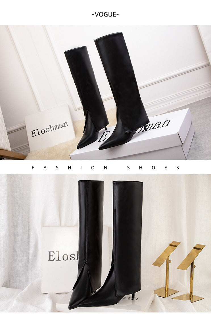 Fashion Split High Boots Pointed Stiletto Knight Boots