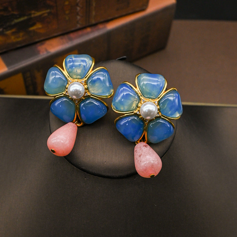 Colorful Flower Retro Earrings High-end Flower Earrings