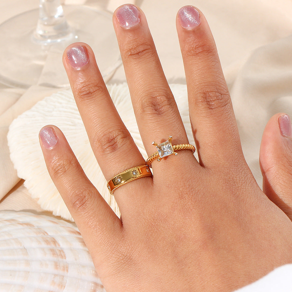 18K gold plated retro zircon star ring