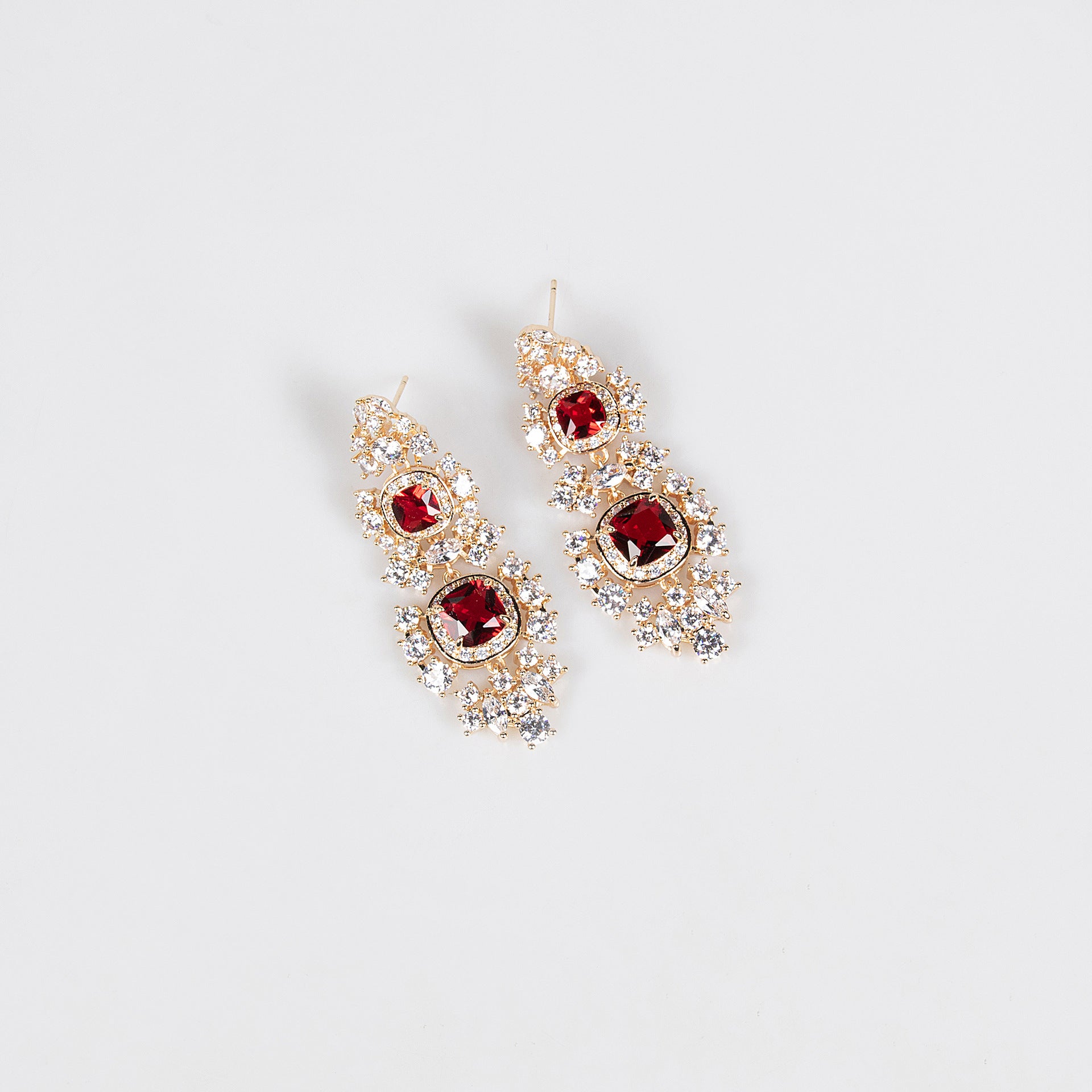 Luxury Red Gemstone Jewelry Set – Elegant Necklace Earrings for Women