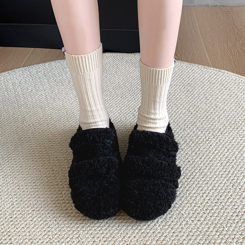 Winter fleece warm flat loafers