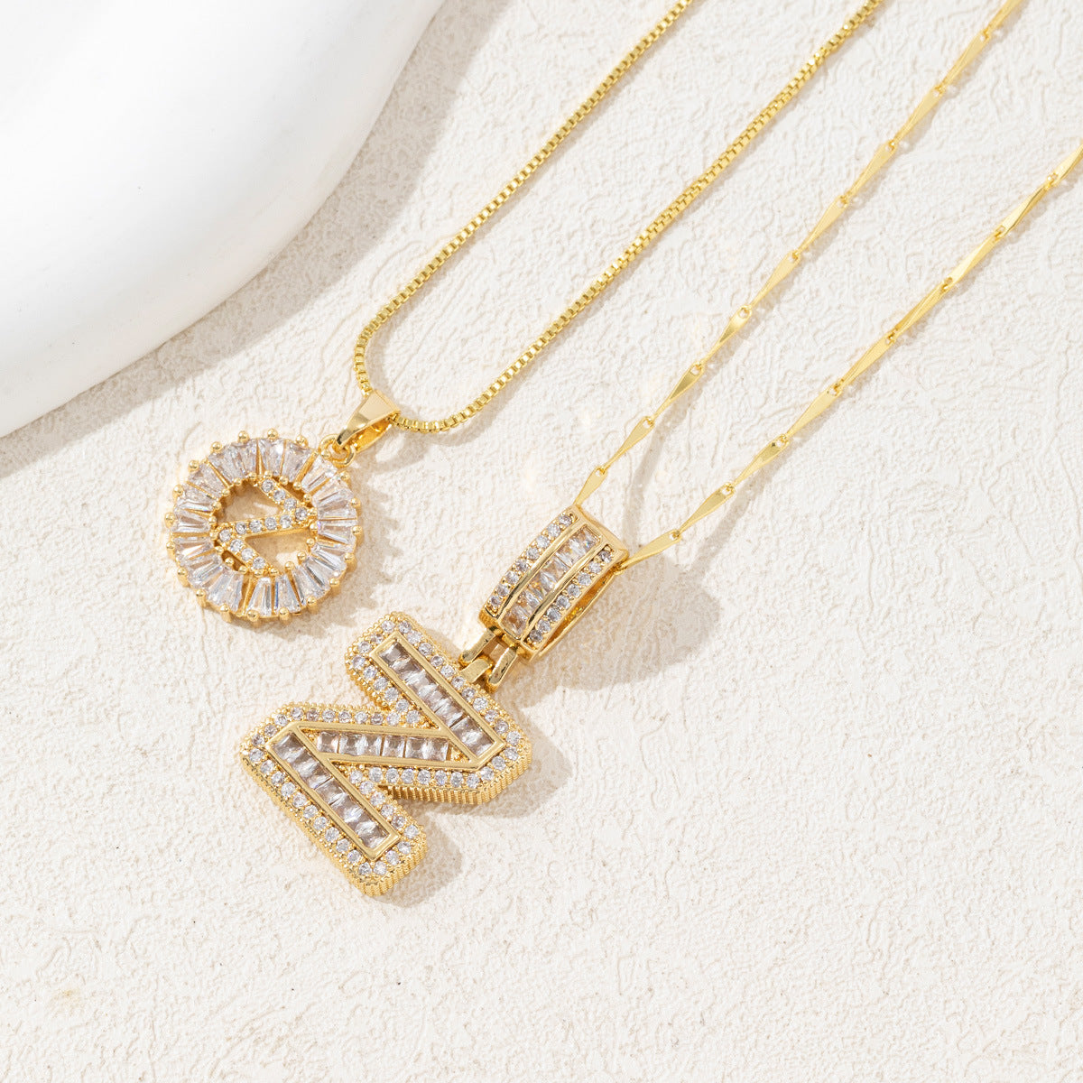 Full Diamond Rock Sugar 26 Letter Necklace