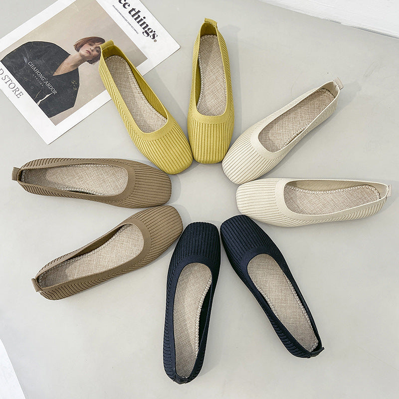 Fashion woven square head soft sole lazy loafers