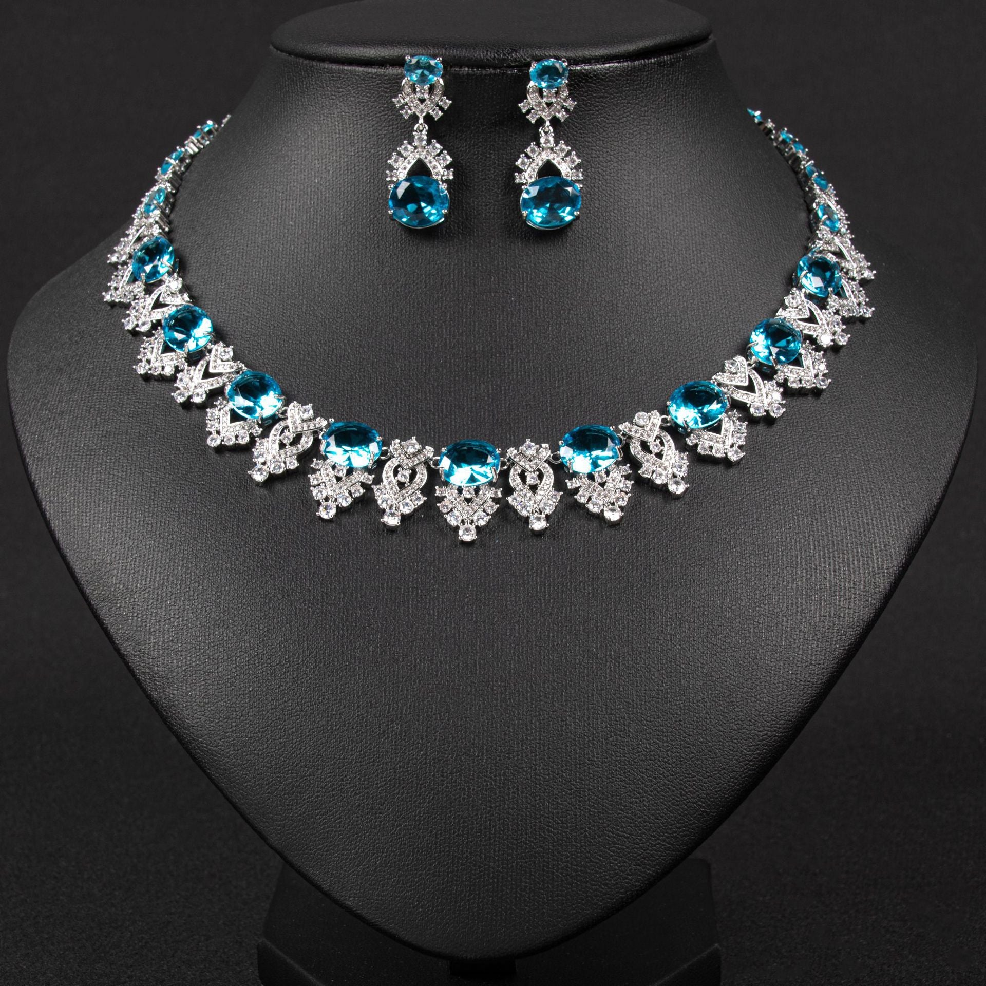 Luxury Multicolor Gemstone Necklace Set for Women – Elegant Statement Jewelry with Matching Earrings