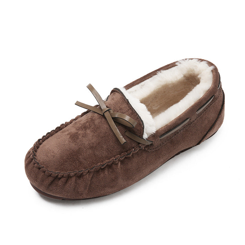 Winter large size soft-soled fleece loafers