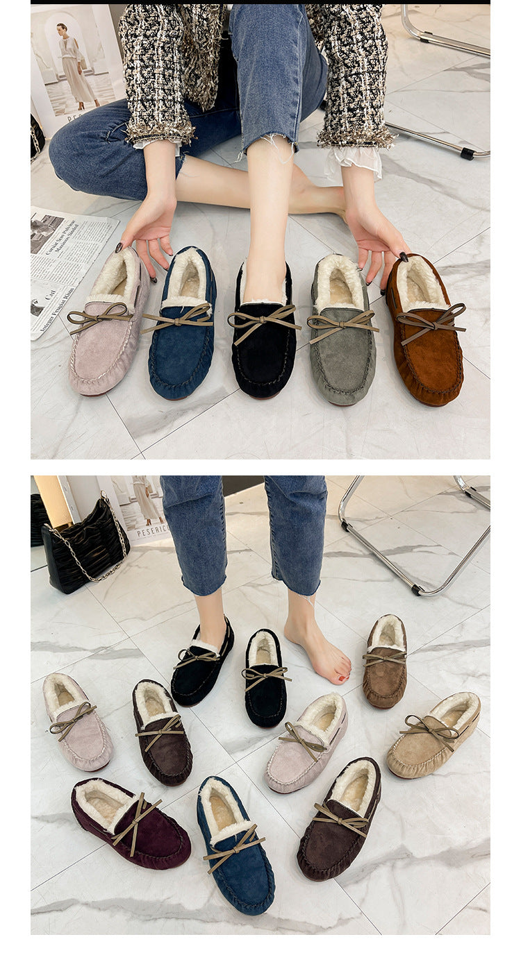 Winter large size soft-soled fleece loafers