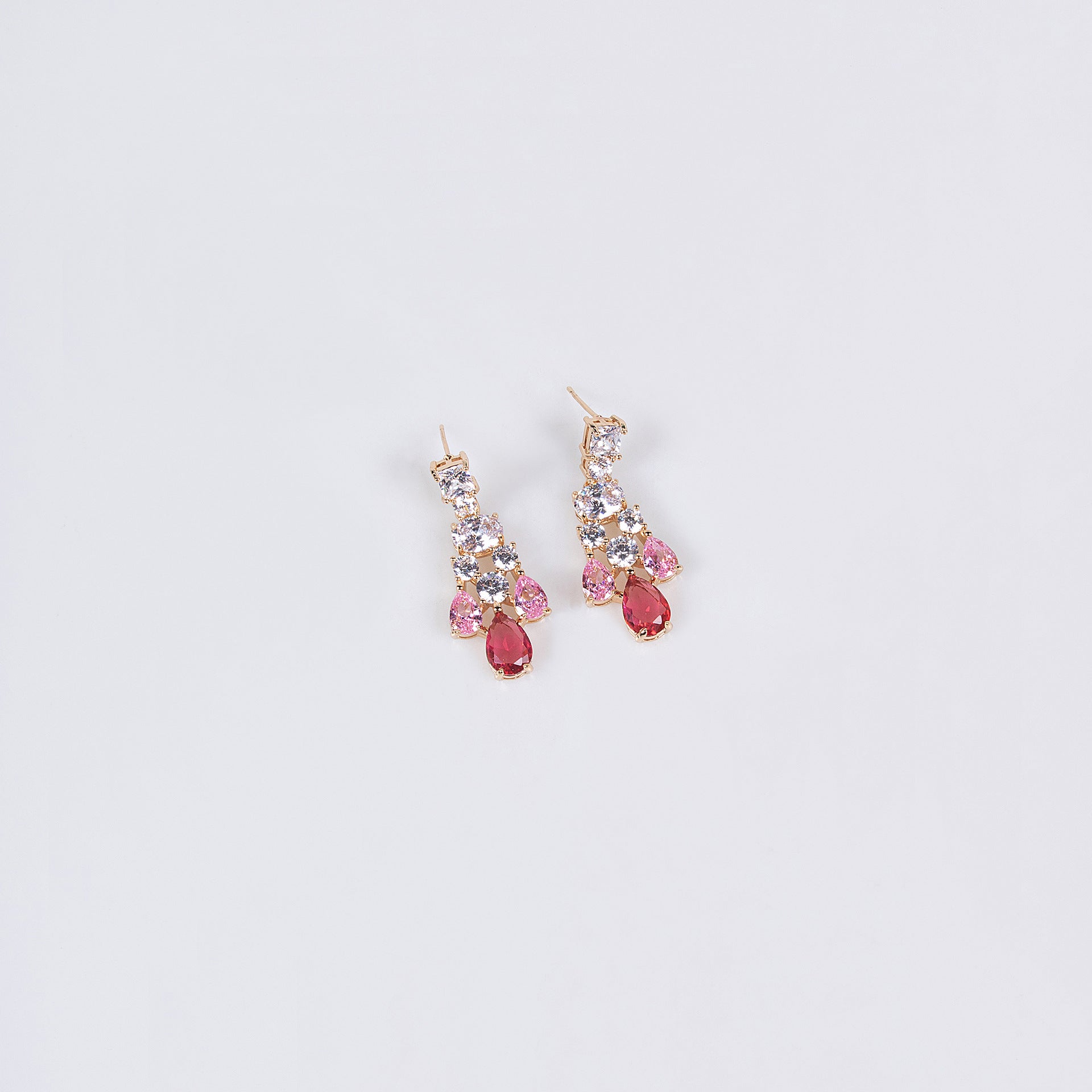 Luxury Ruby Red Flower Jewelry Set with Sparkling Crystals