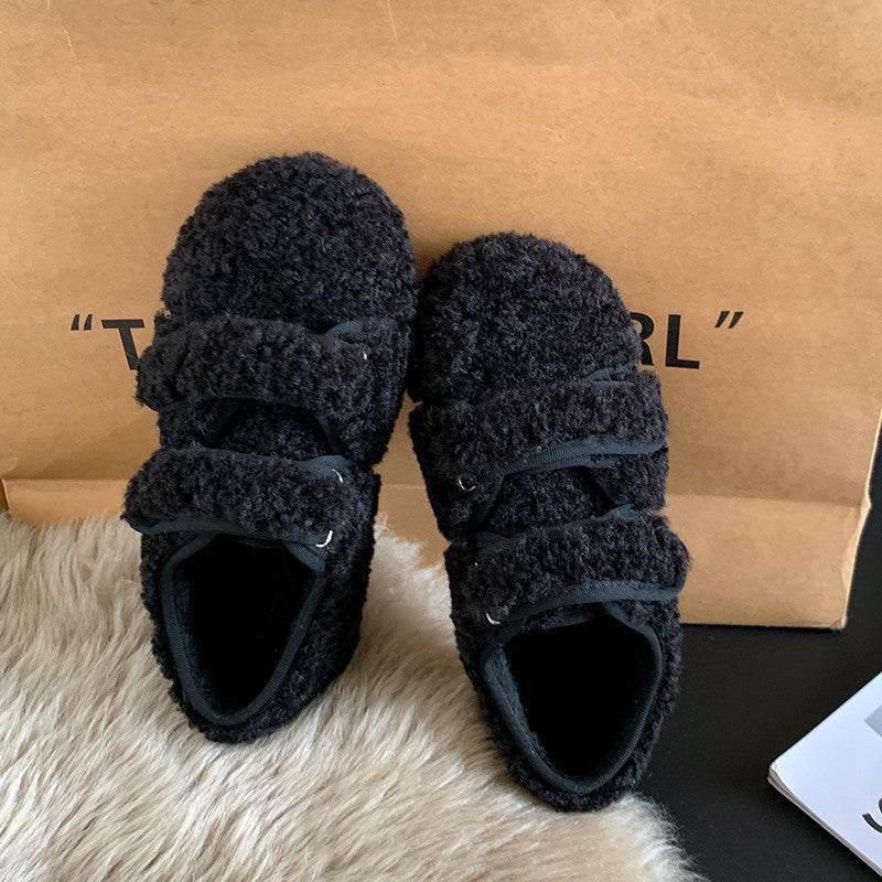 Winter fleece warm flat loafers