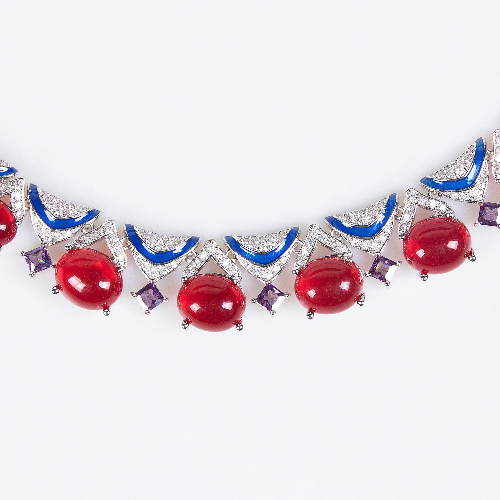 Elegant Ruby Red Crystal Jewelry Set – Luxury Necklace and Earrings for Women