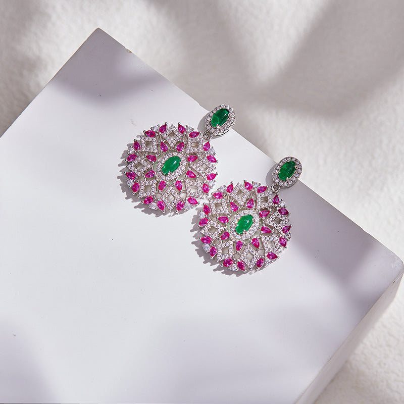 European heavy industry wreath gold-plated hollow earrings