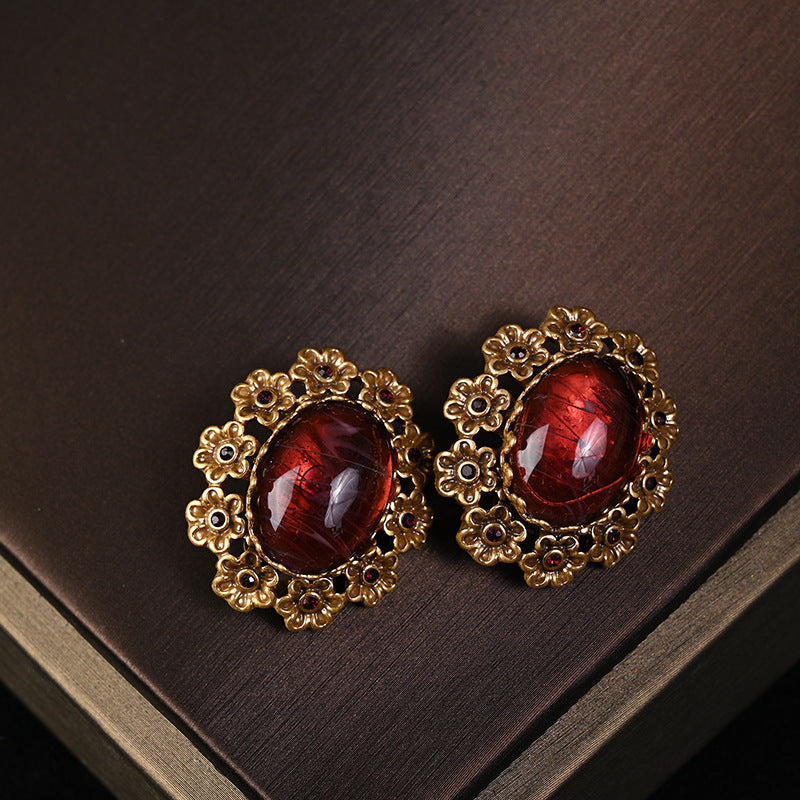 Light luxury lace pearl necklace stud earrings series