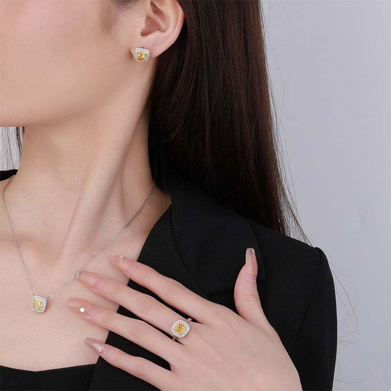 Ensemble de diamants jaunes taille fleur de glace en diamant à haute teneur en carbone
