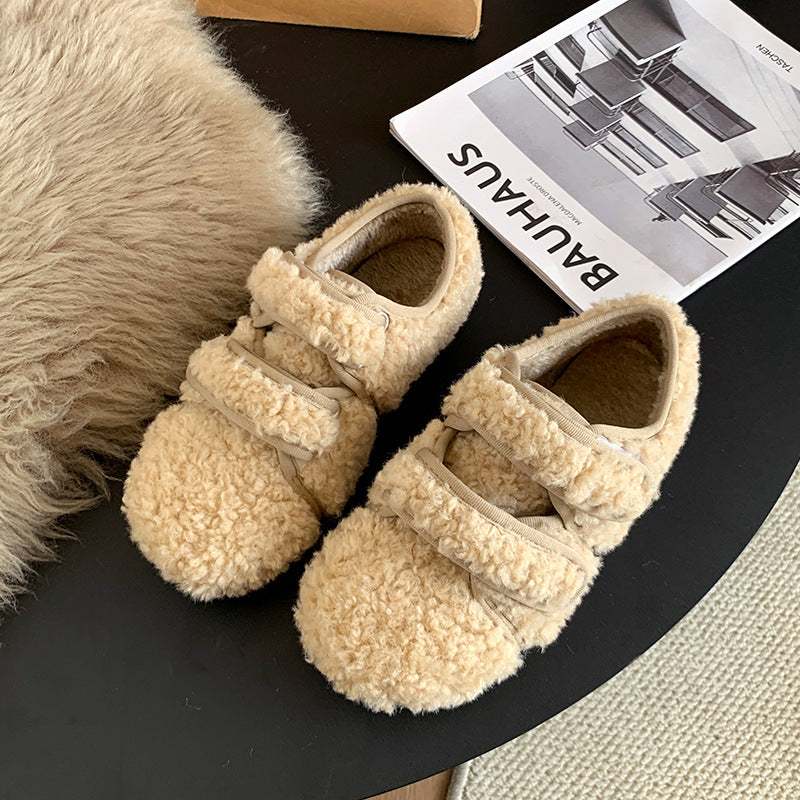 Winter fleece warm flat loafers