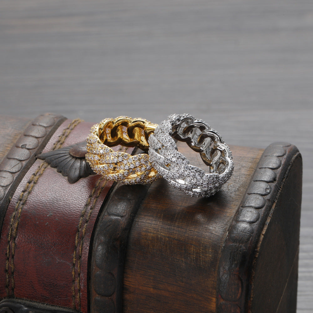 Fashion Hip Hop Cuban Zircon Ring
