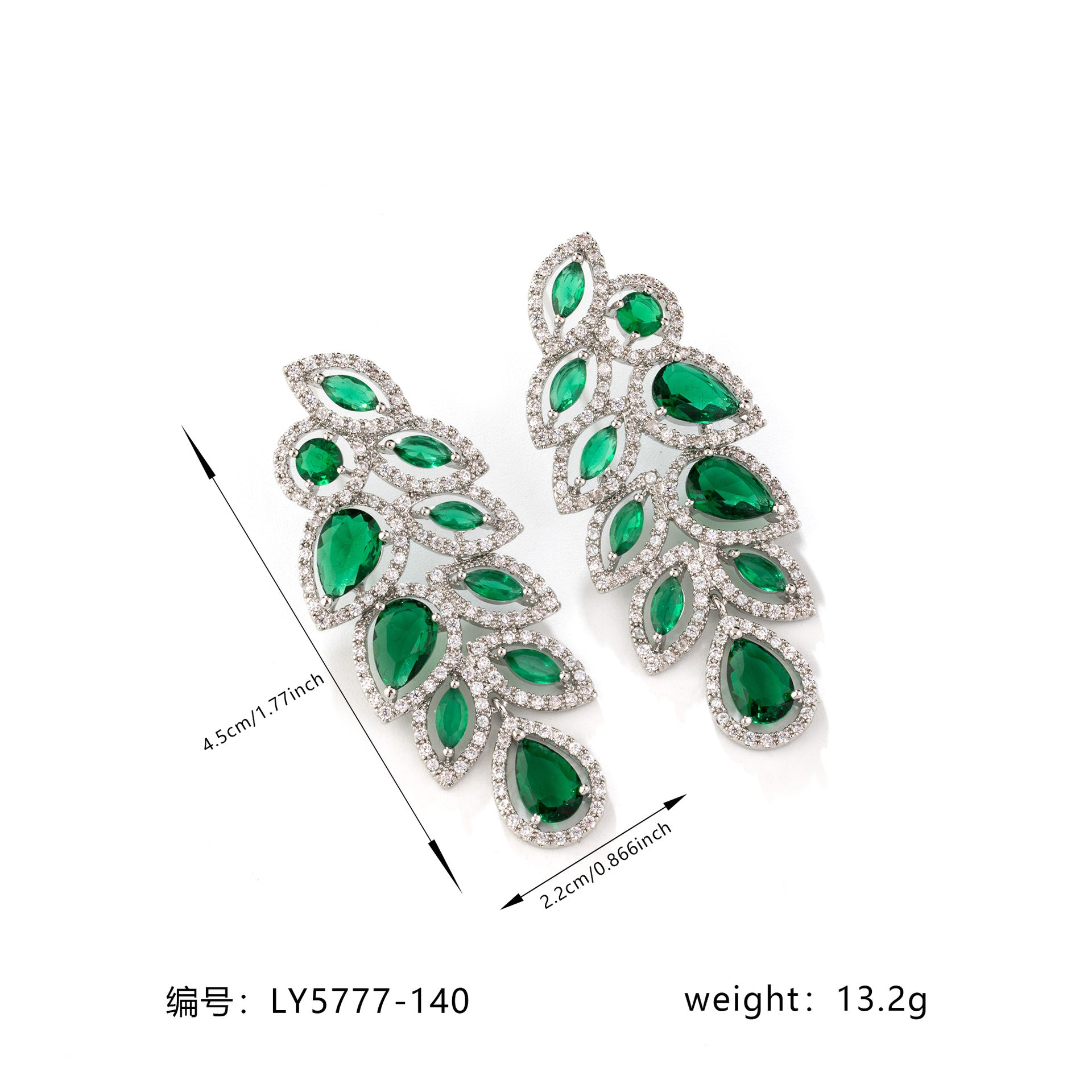 Luxury Emerald Green Crystal Drop Earrings – Elegant Statement Jewelry for Women