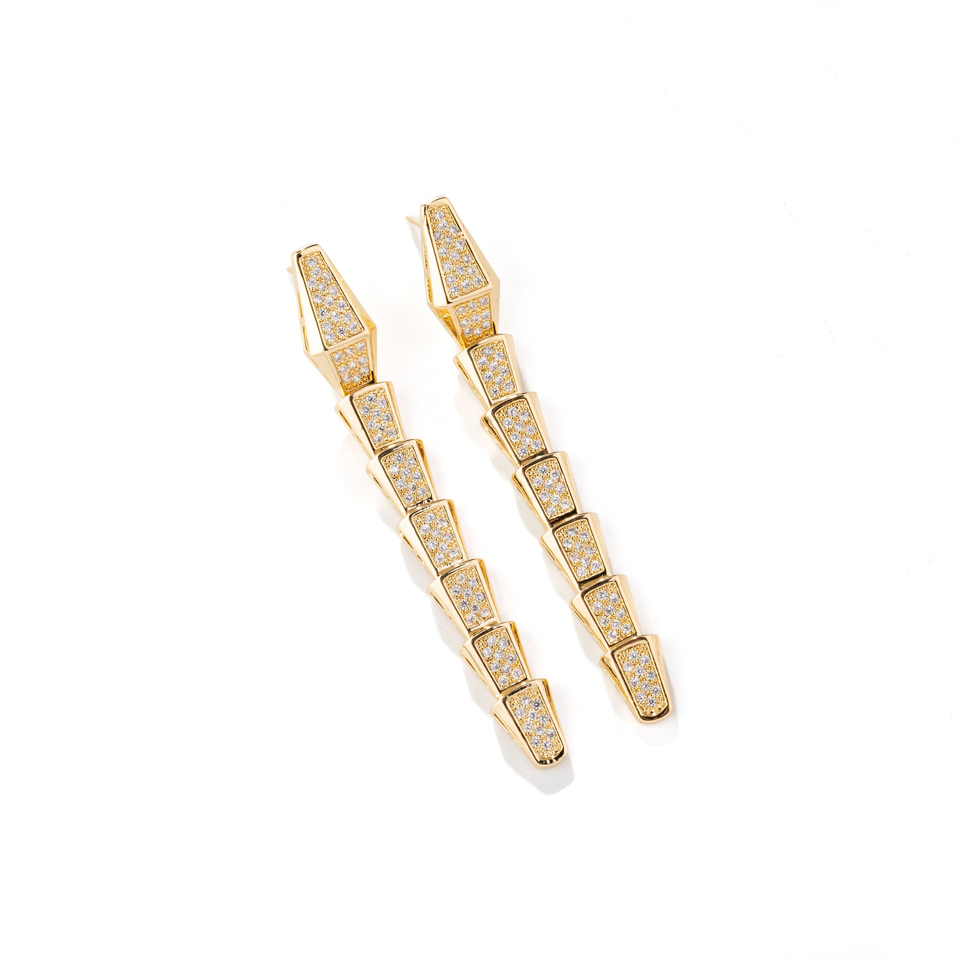 Luxury Gold Crystal Necklace Earrings Set – Geometric Statement Jewelry for Women