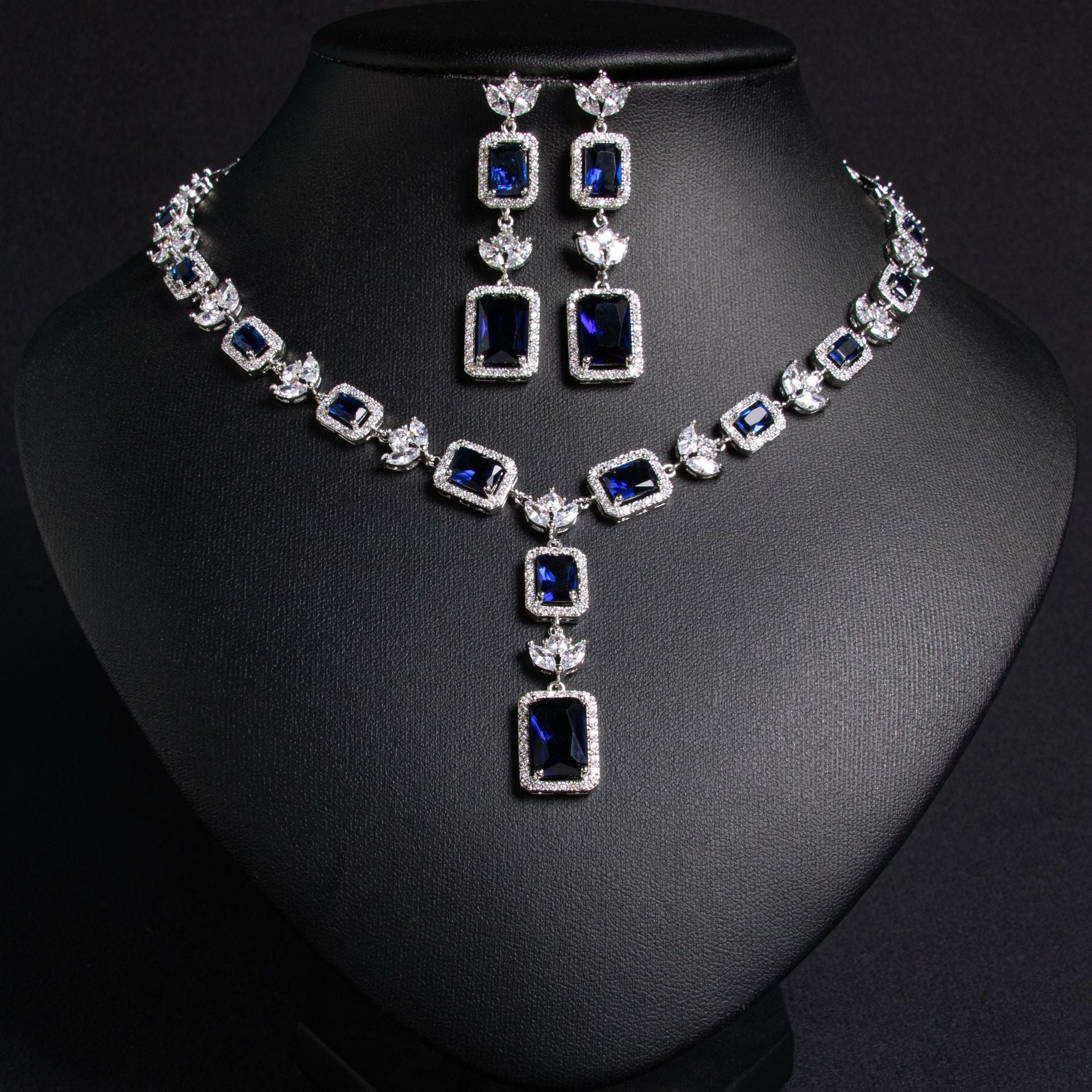 Parure collier et boucles d'oreilles de luxe en cristal jaune pour soirée