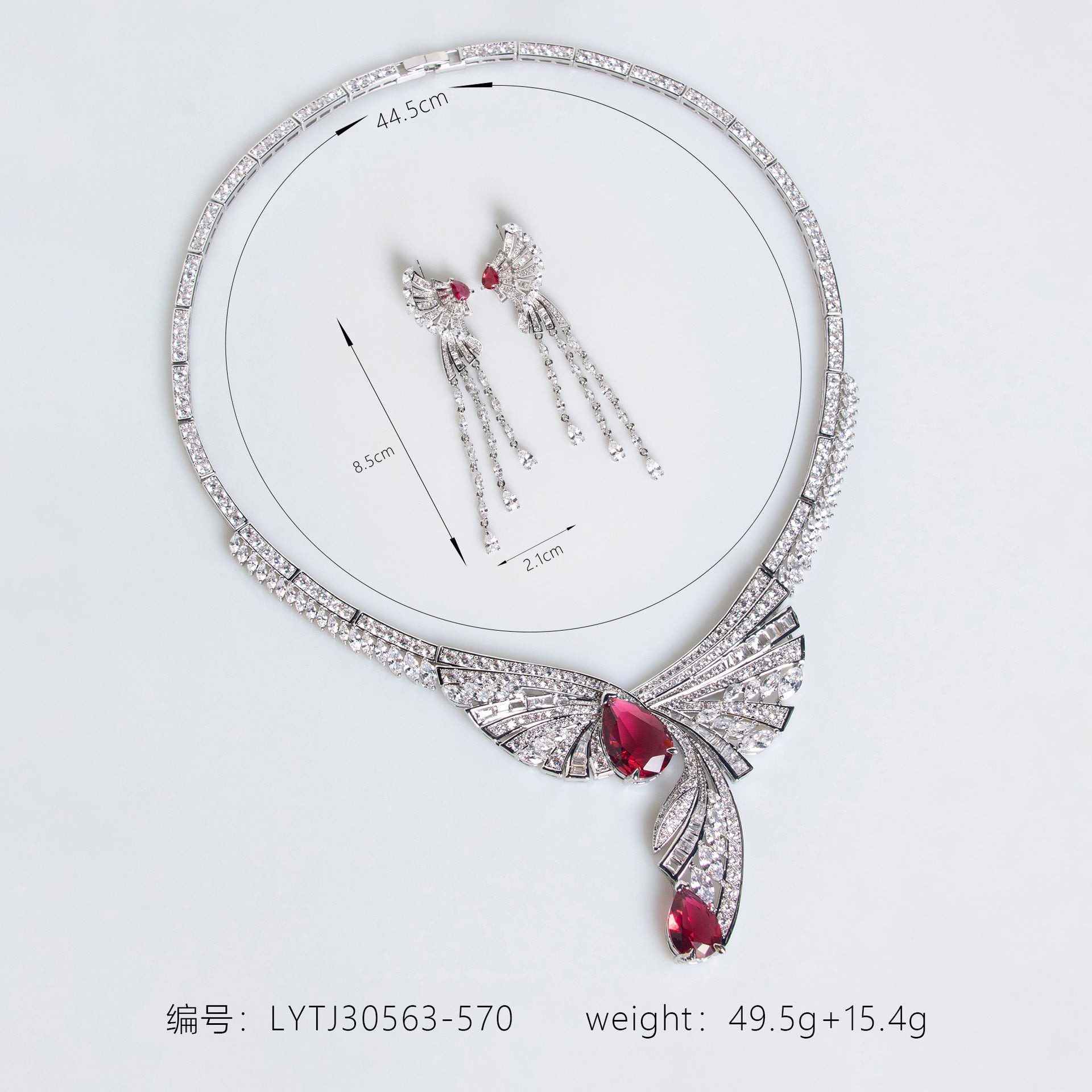 Elegant Green Crystal Wing Necklace and Earrings Set – Luxury Fantasy Jewelry Collection