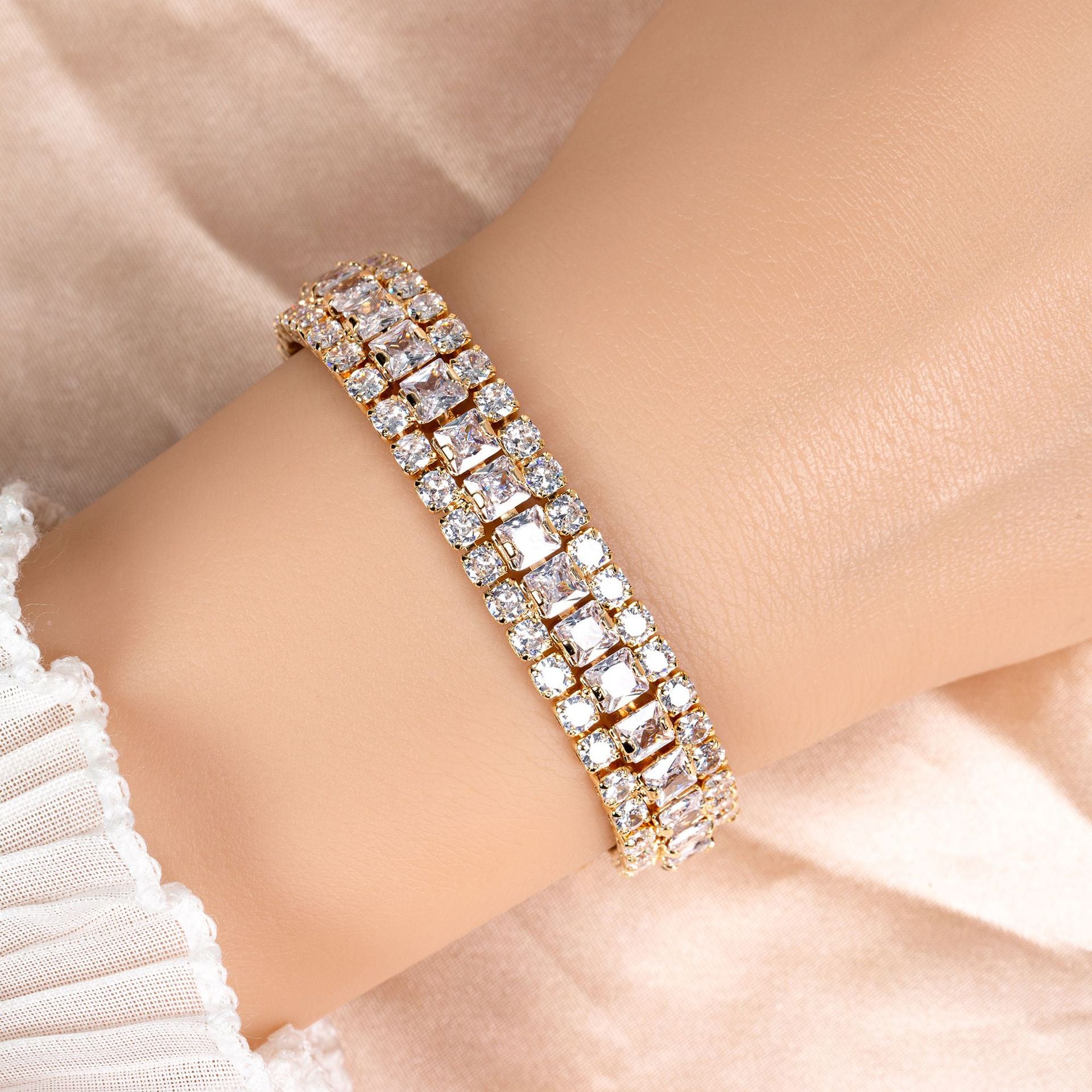 Luxury Red Crystal Tennis Bracelet for Women