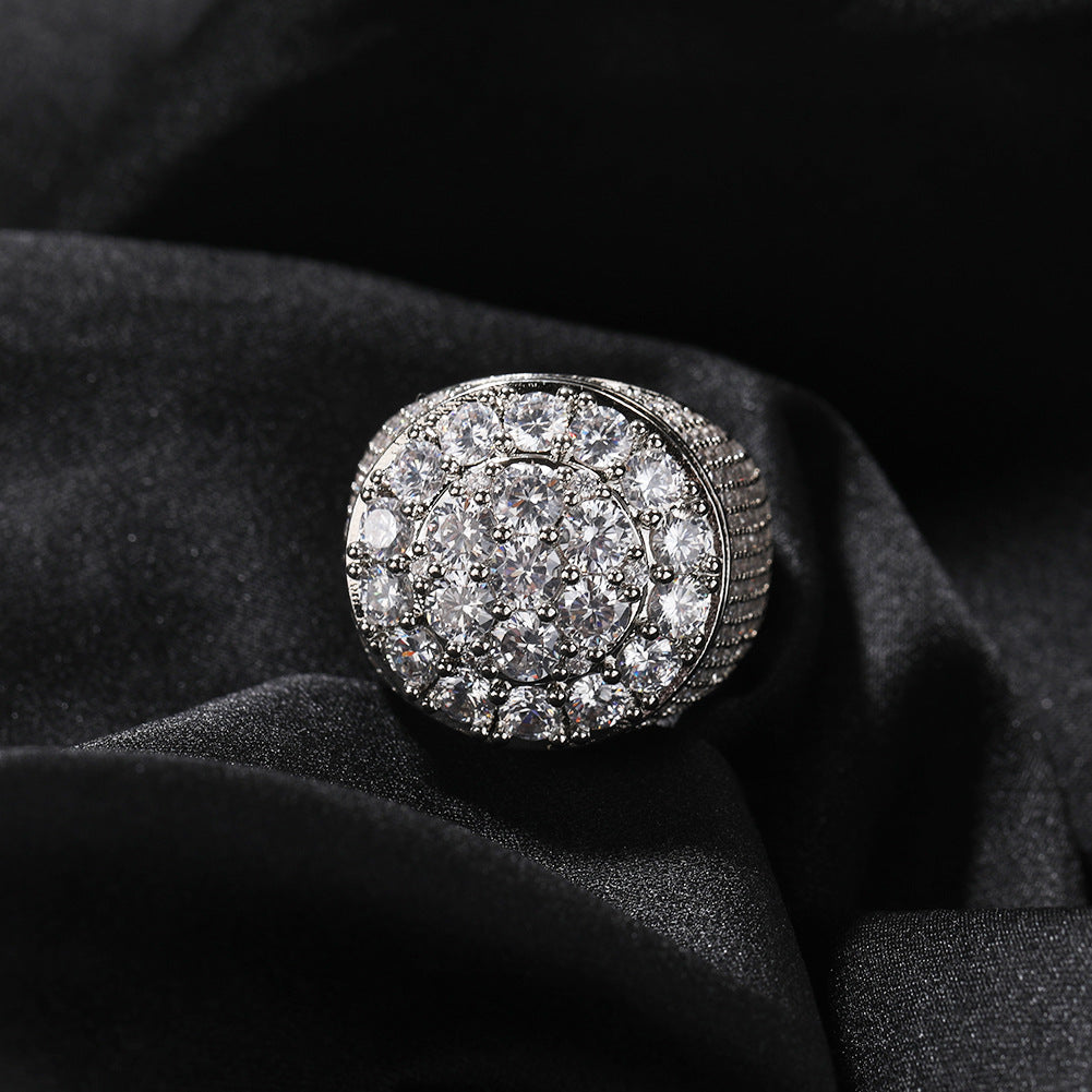 Vintage Gold Plated Hip Hop Flower Diamond Ring