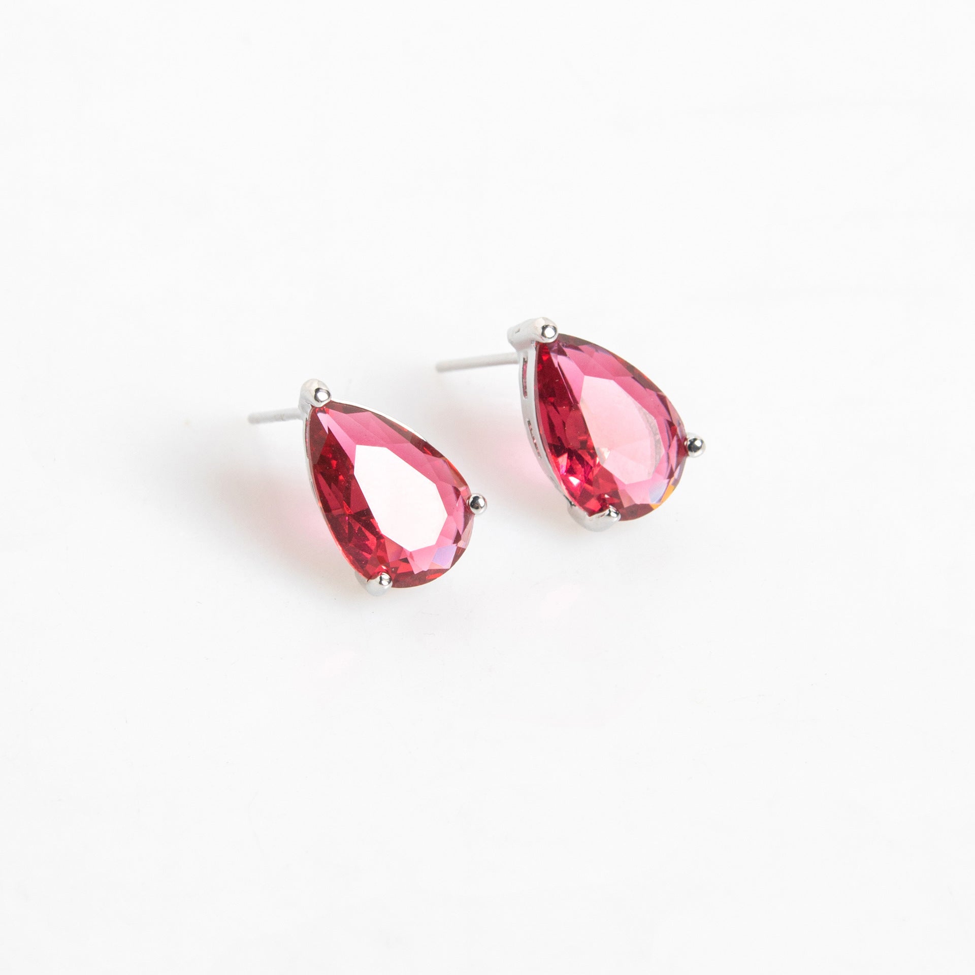 Luxury Deep Red Teardrop Gemstone Necklace Set for Women – Elegant Jewelry with Matching Earrings