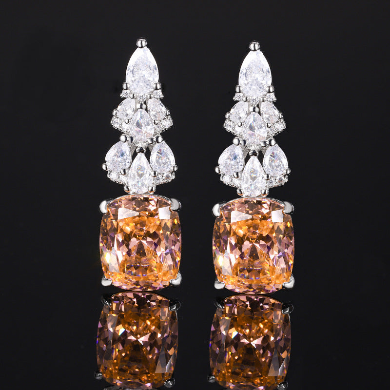 Boucles d'oreilles clous roses élégantes en cuivre plaqué or à fond plat