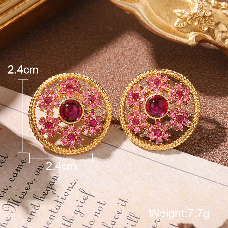Parure de bijoux fantaisie vintage en cristal (boucles d'oreilles, bague et collier)