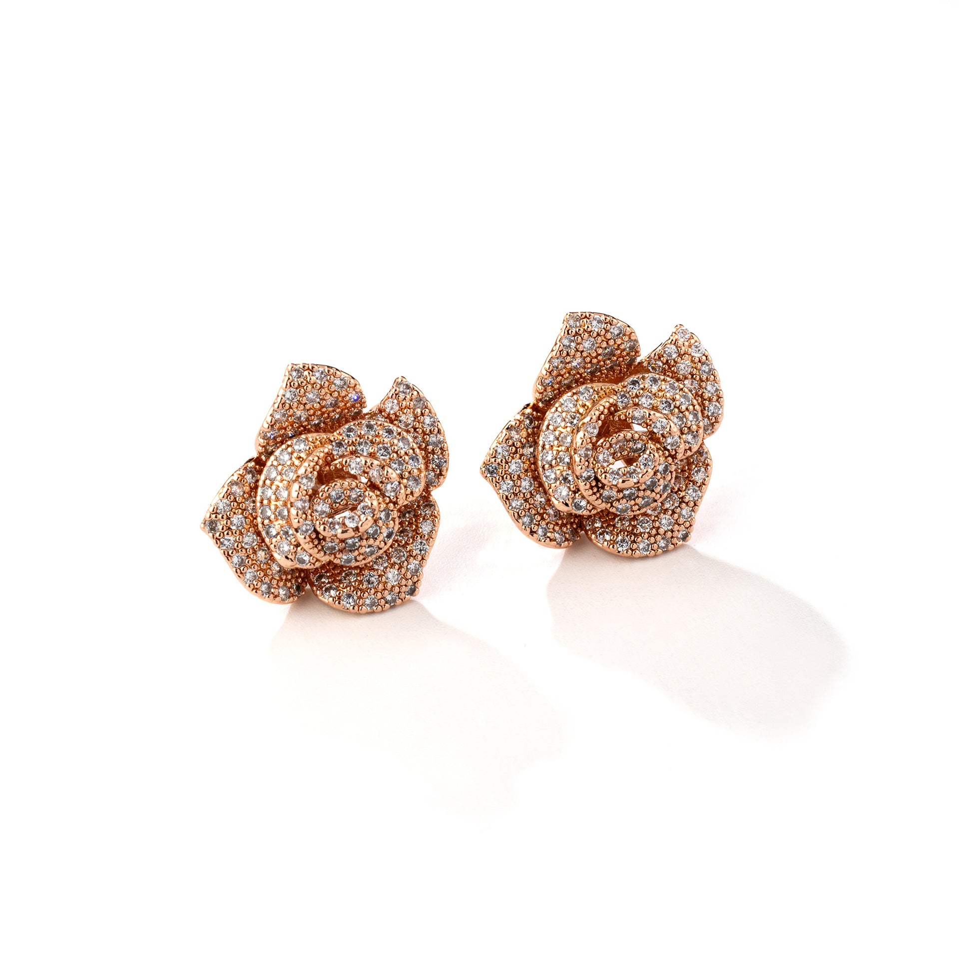 Luxury Rose Gold Crystal Rose Jewelry Set – Necklace Earrings Bracelet Ring for Women