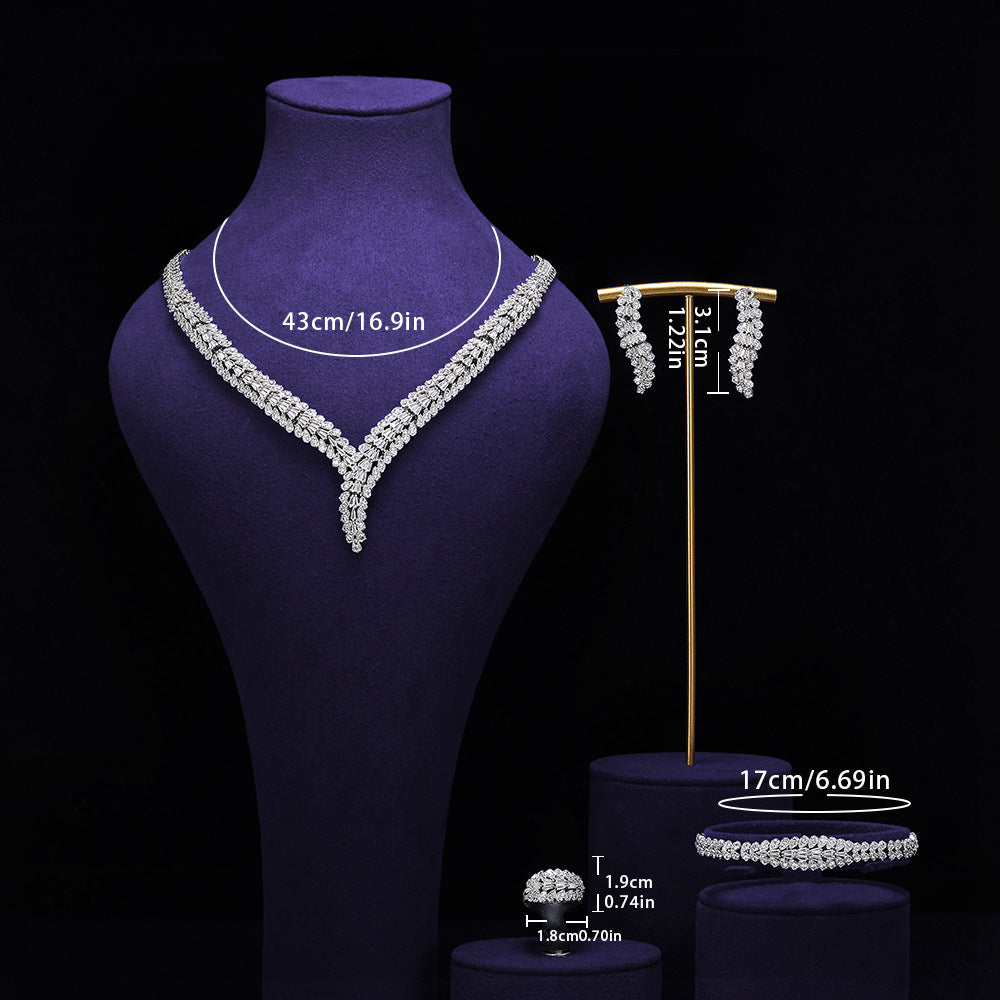 Parure de collier en V en cristal pour mariage et soirée
