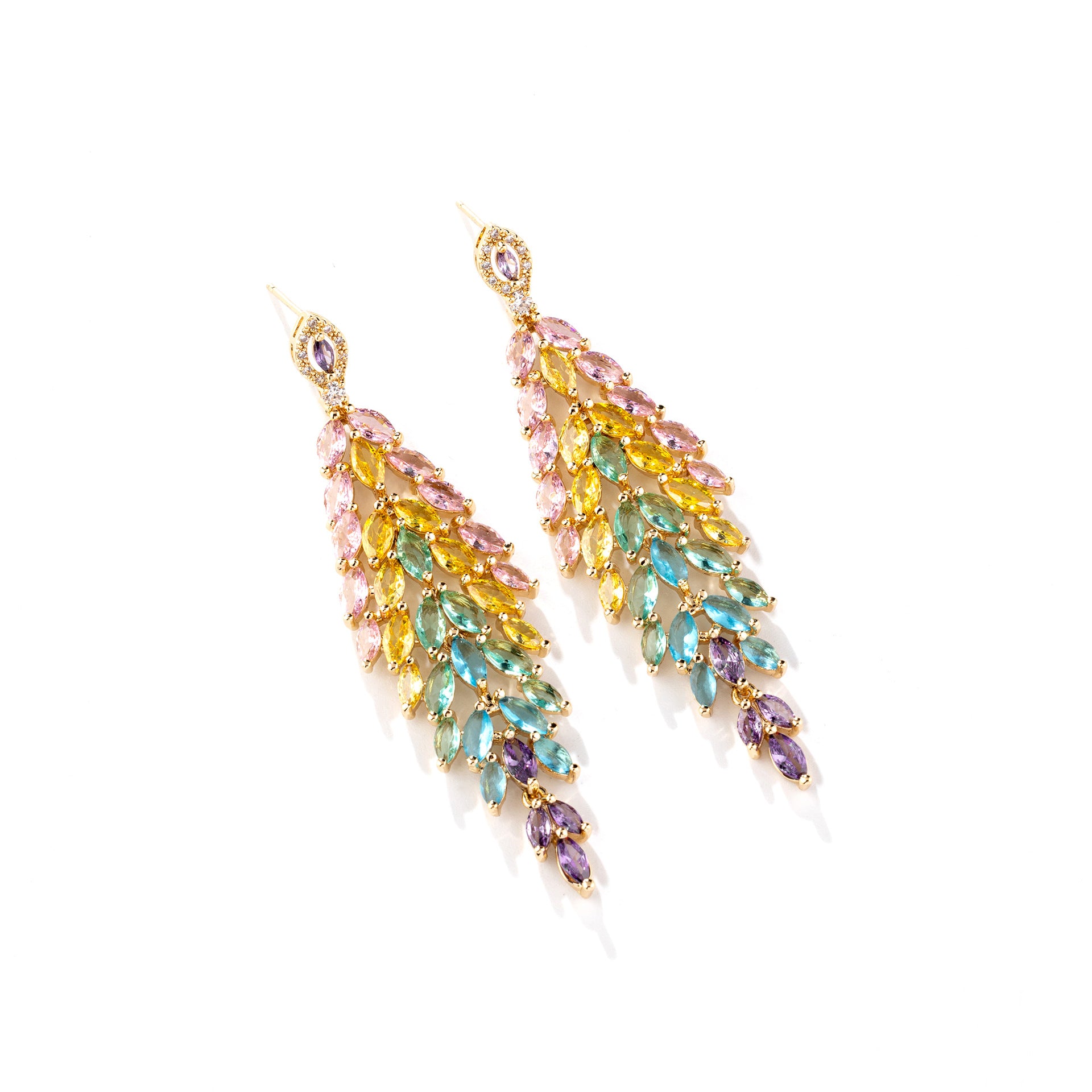 Luxury Multicolor Crystal Chandelier Earrings – Elegant Statement Jewelry for Women