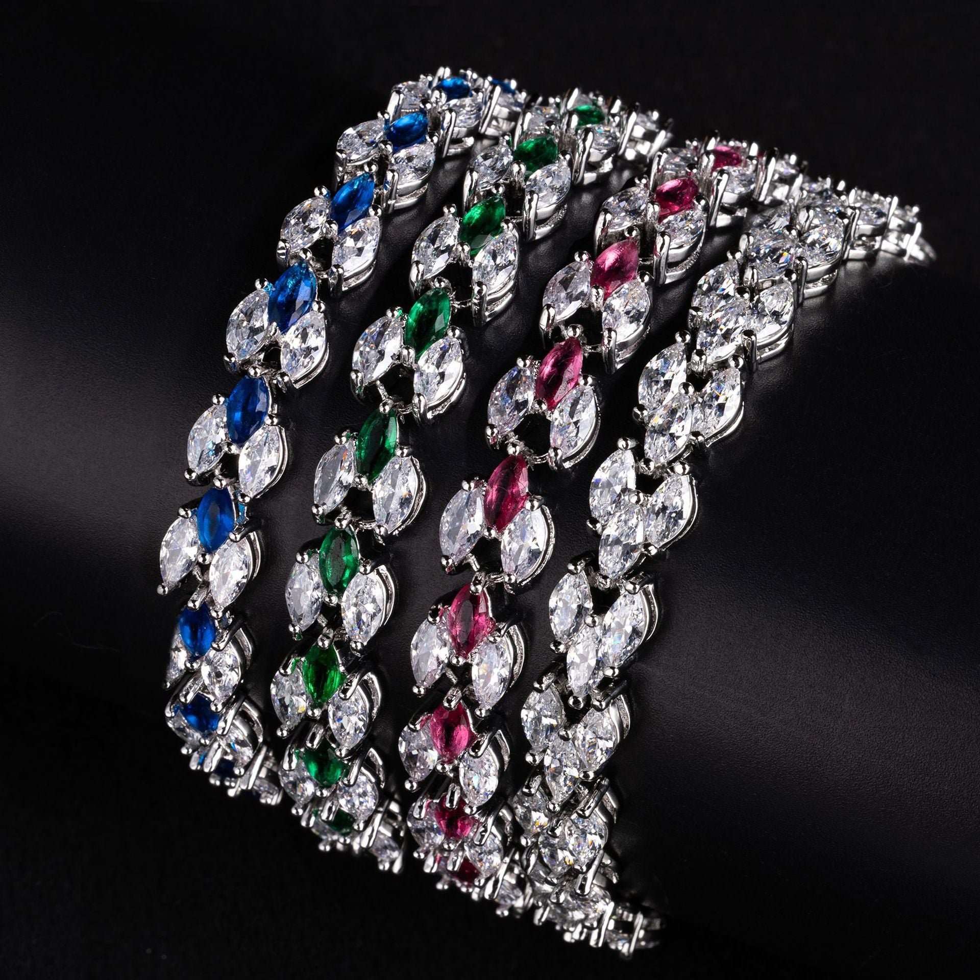 Elegant Marquise Crystal Bracelet – Silver Tone Jewelry for Women