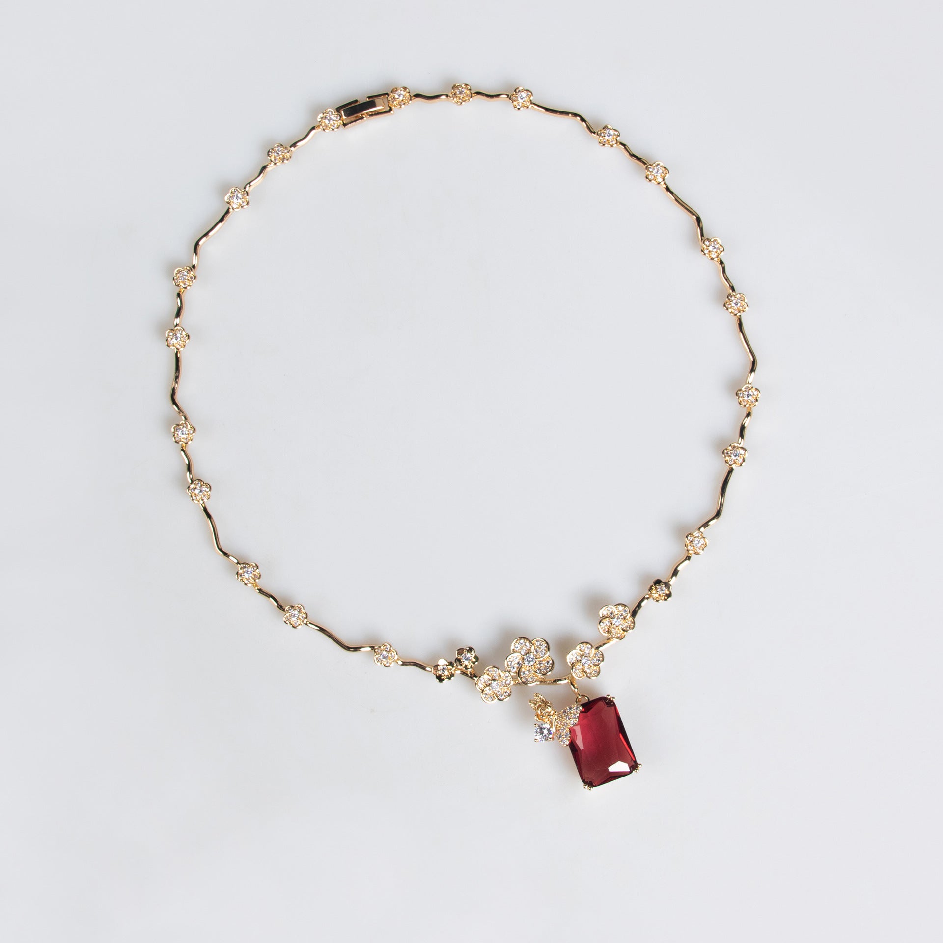 Parure de bijoux en cristal rouge rubis élégante – Style romantique de luxe