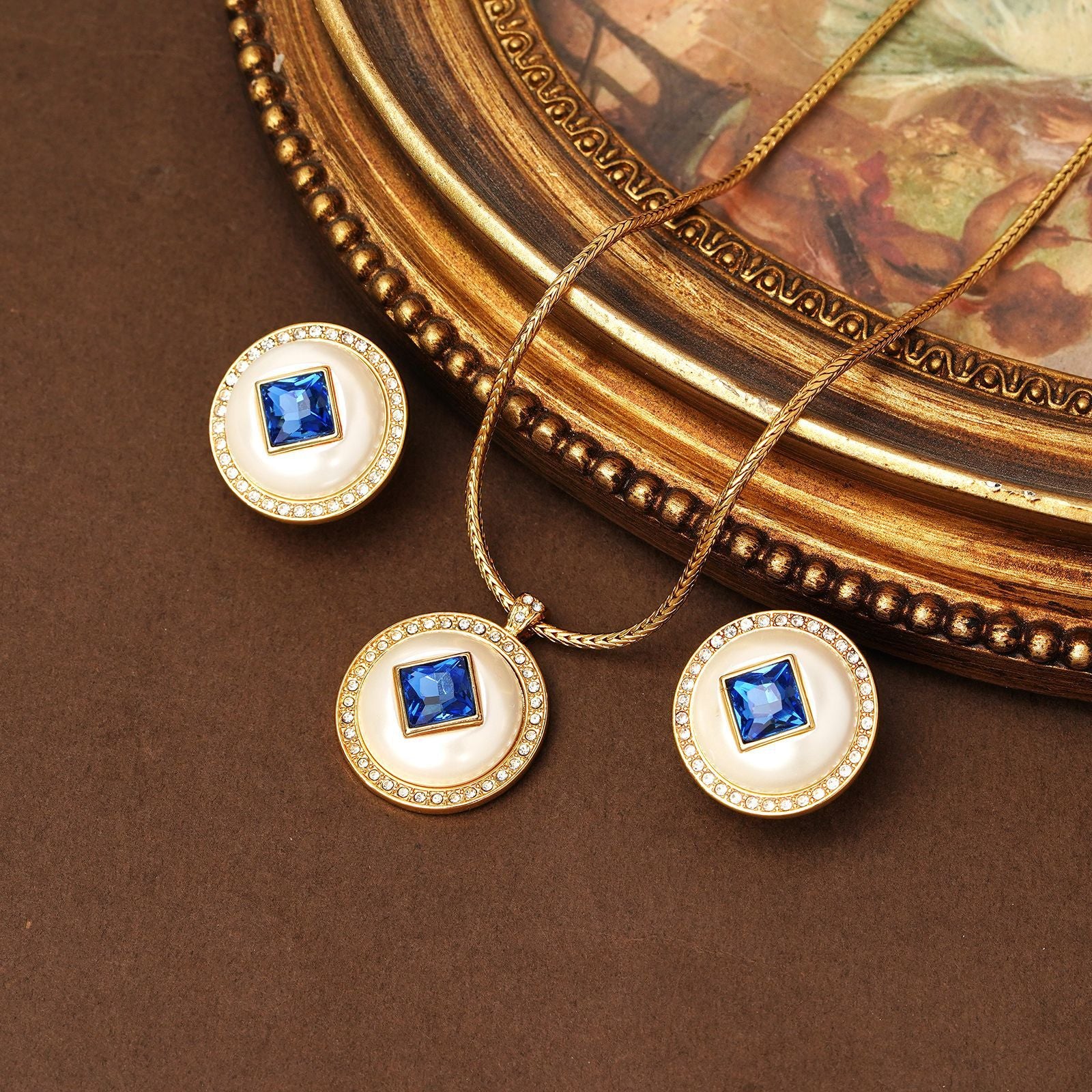 Fashion light luxury blue rhinestone suit