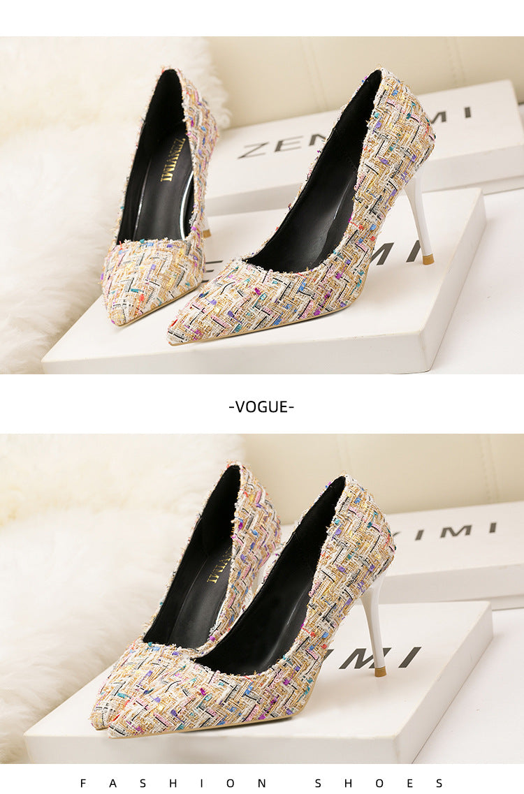 Xiaoxiangfeng fashion pointed head shallow mouth high heels