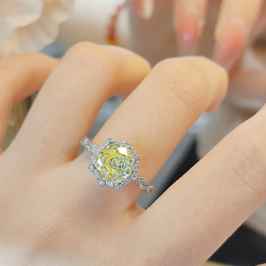 Simple Rose Crystal Diamond Ring