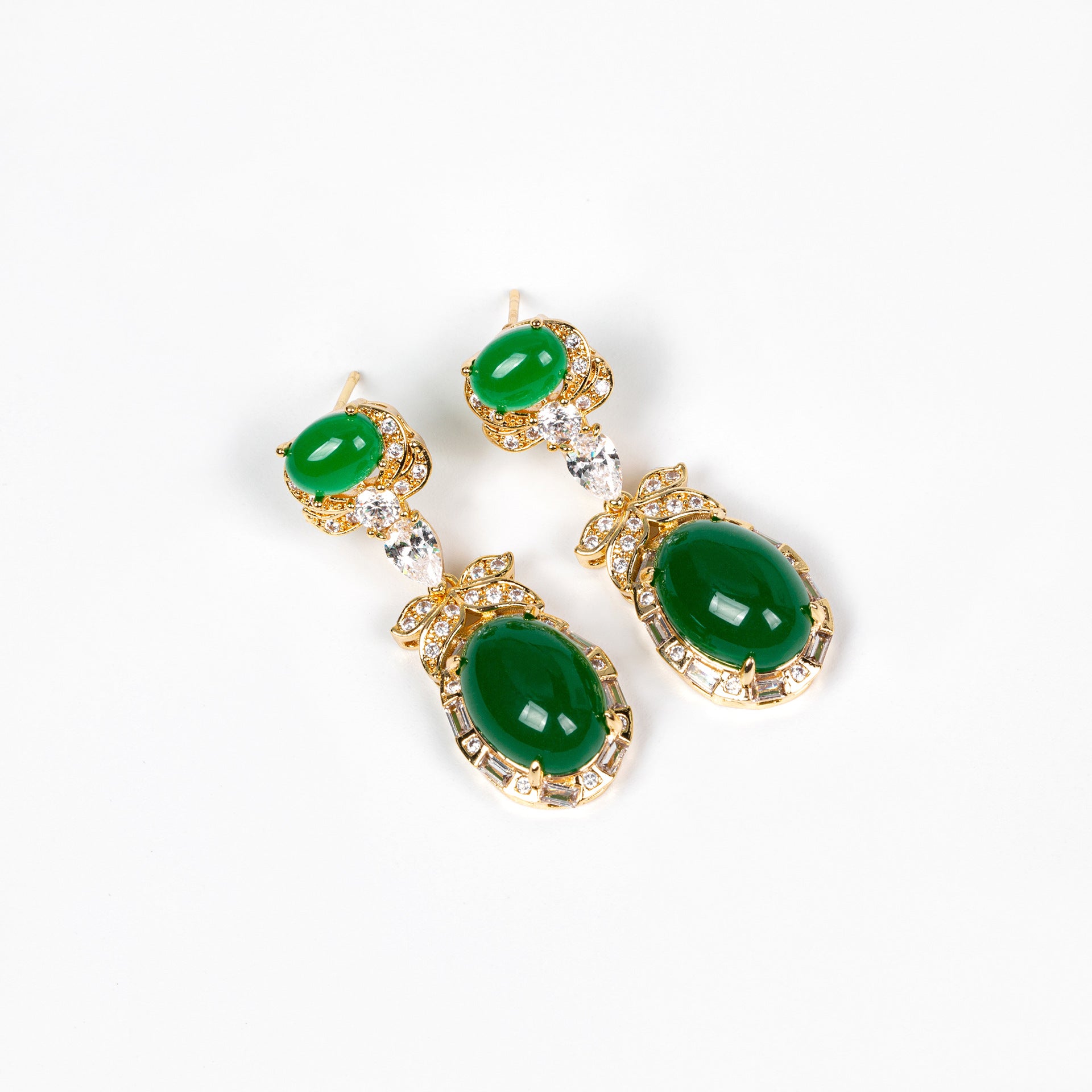 Luxury Emerald Green Crystal Necklace Earrings Set – Royal Statement Jewelry for Women