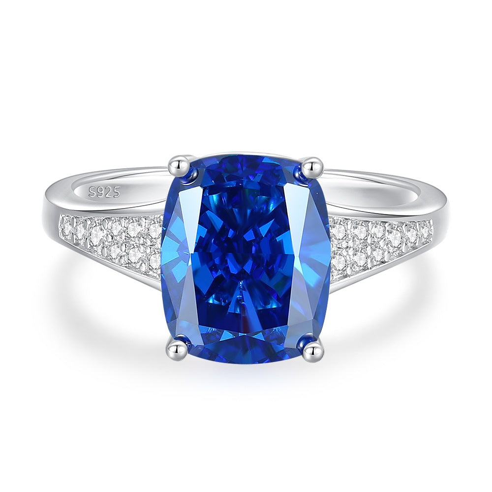 Bague de fiançailles de luxe ovale en saphir bleu pour femme
