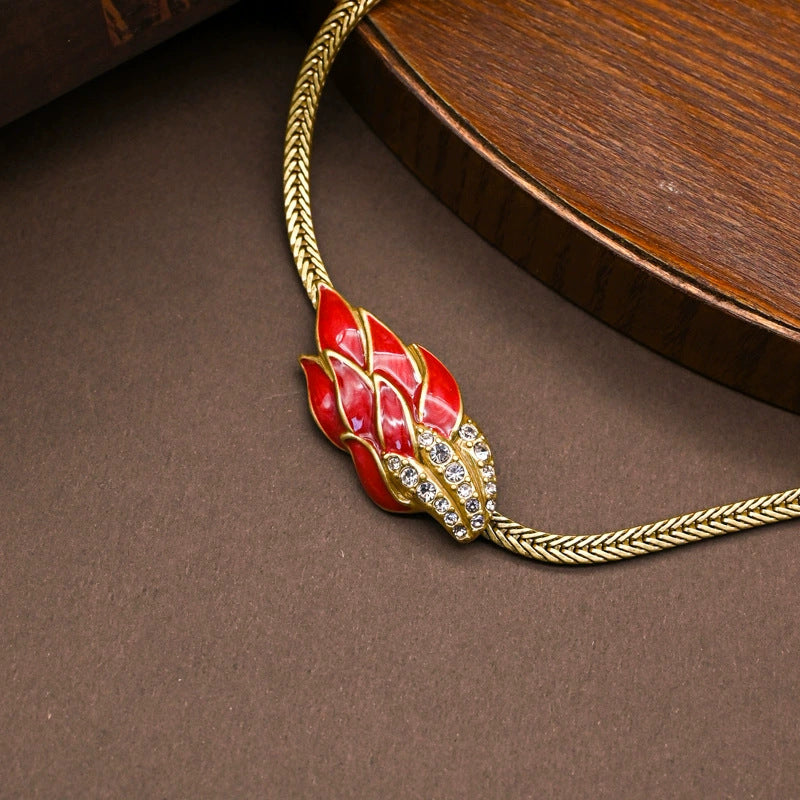 Fashion Vintage Crystal Gemstone Earrings Ring Necklace Set