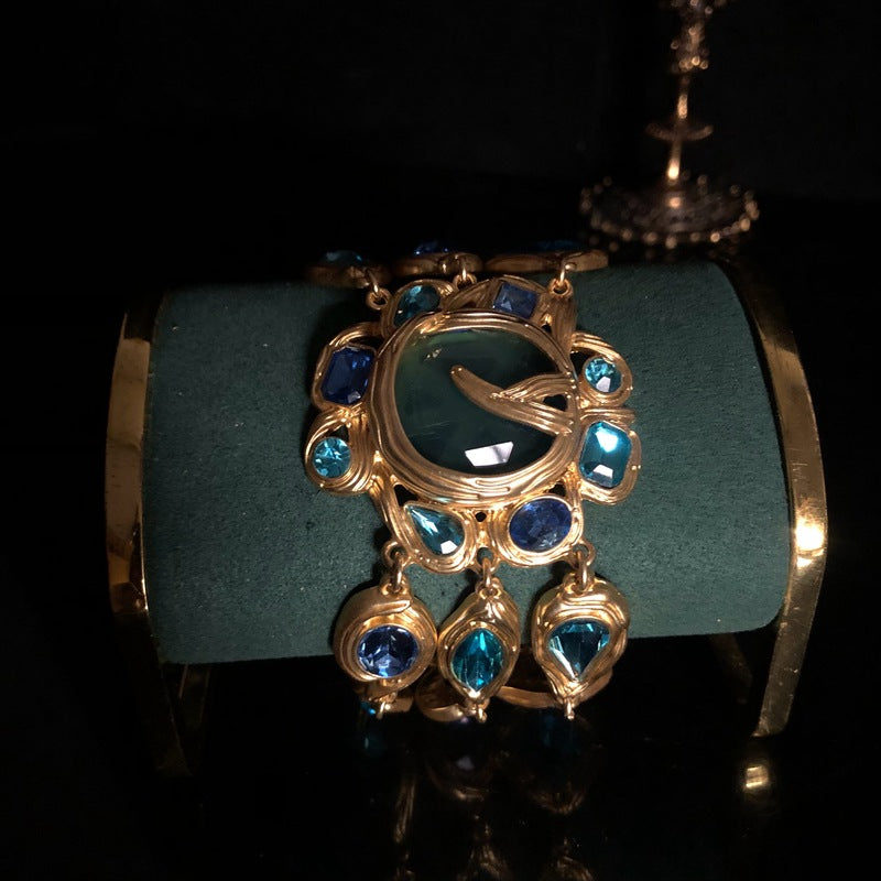 Vintage Blue Rhinestone Sunflower Necklace Set