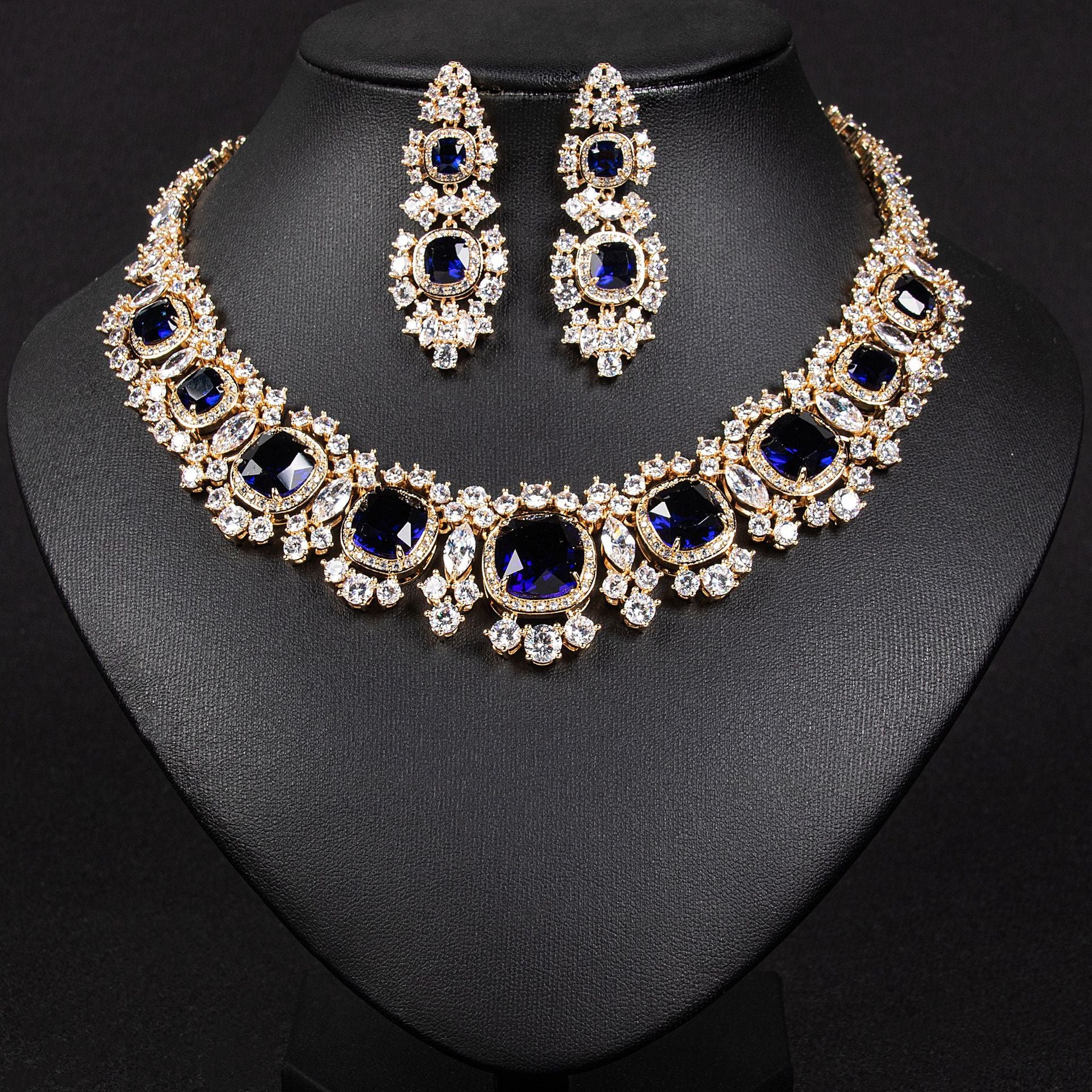 Luxury Red Gemstone Jewelry Set – Elegant Necklace Earrings for Women