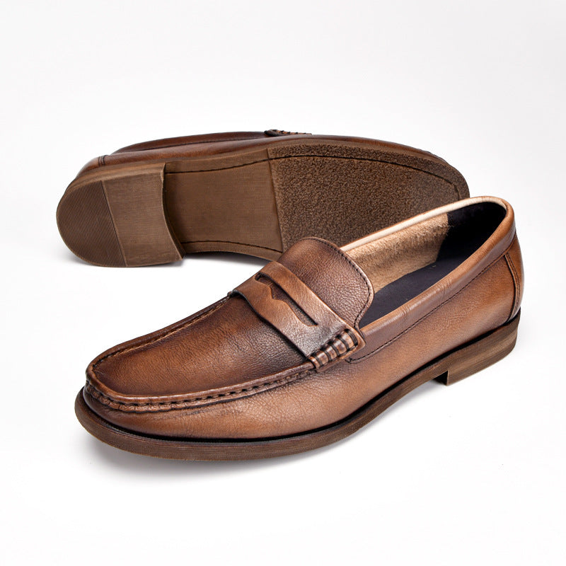 Retro high-end men's formal leather shoes breathable deodorant loafers
