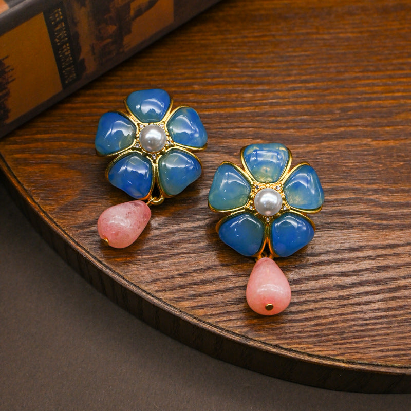 Colorful Flower Retro Earrings High-end Flower Earrings