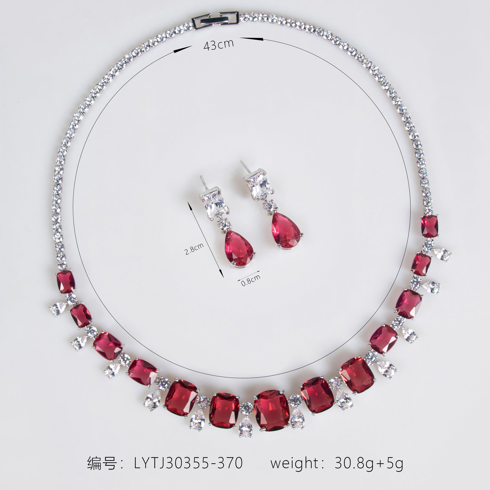Luxury Emerald Green Crystal Necklace and Earrings Jewelry Set