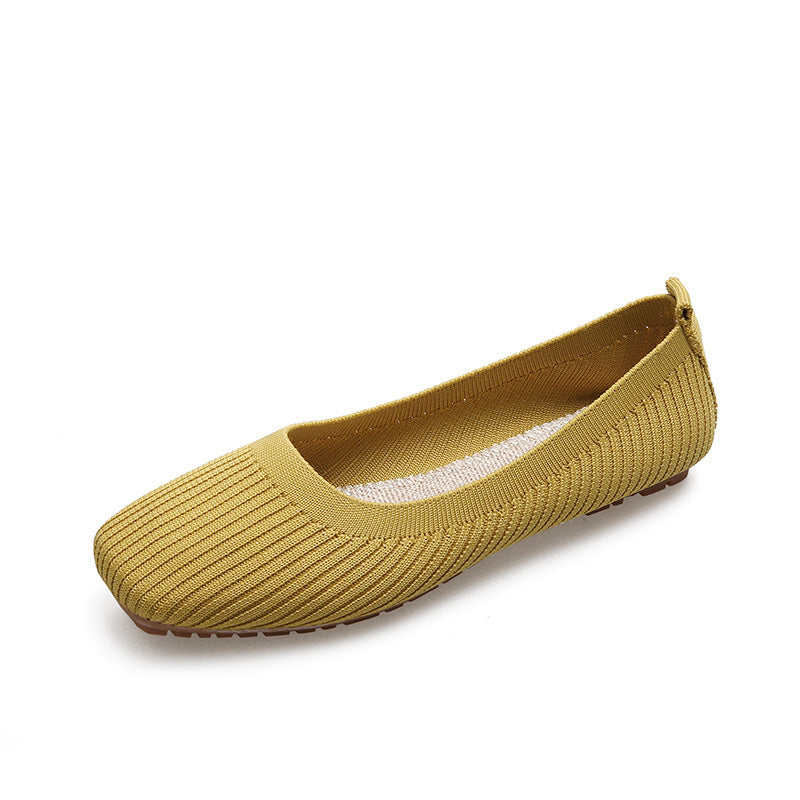 Fashion woven square head soft sole lazy loafers