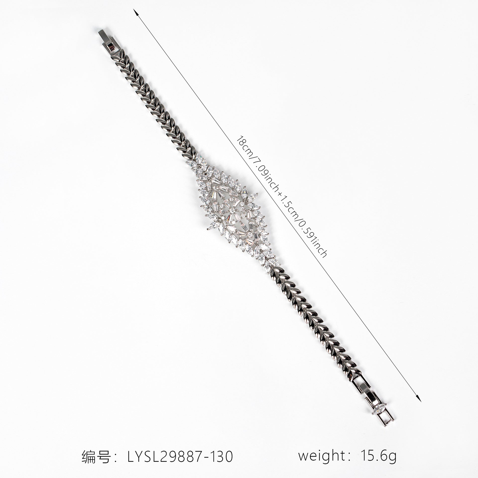 Luxury Silver Crystal Leaf Bracelet – Elegant Statement Jewelry for Women