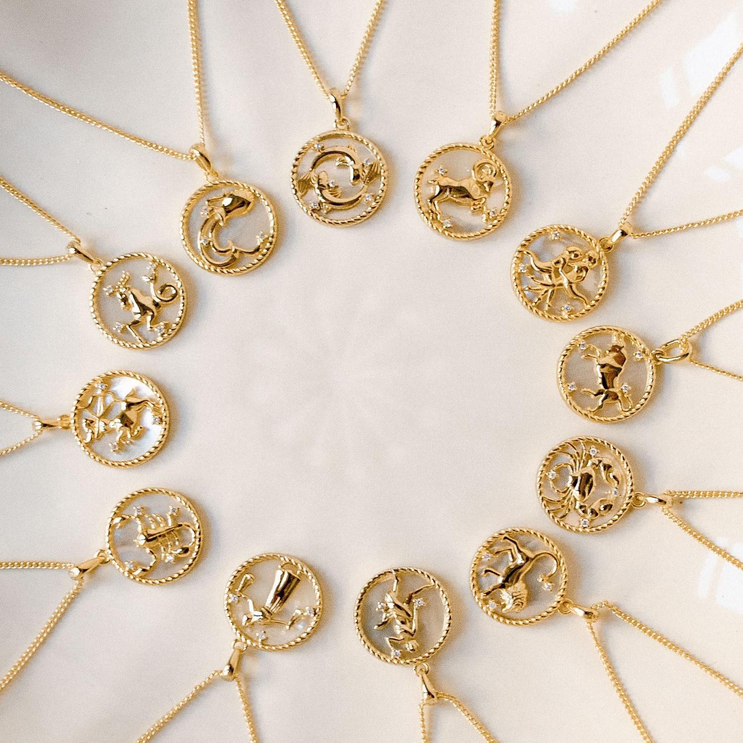 Vintage twelve constellations coin necklace