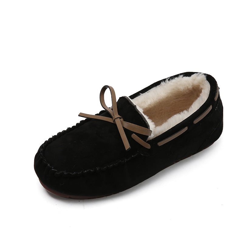 Winter large size soft-soled fleece loafers