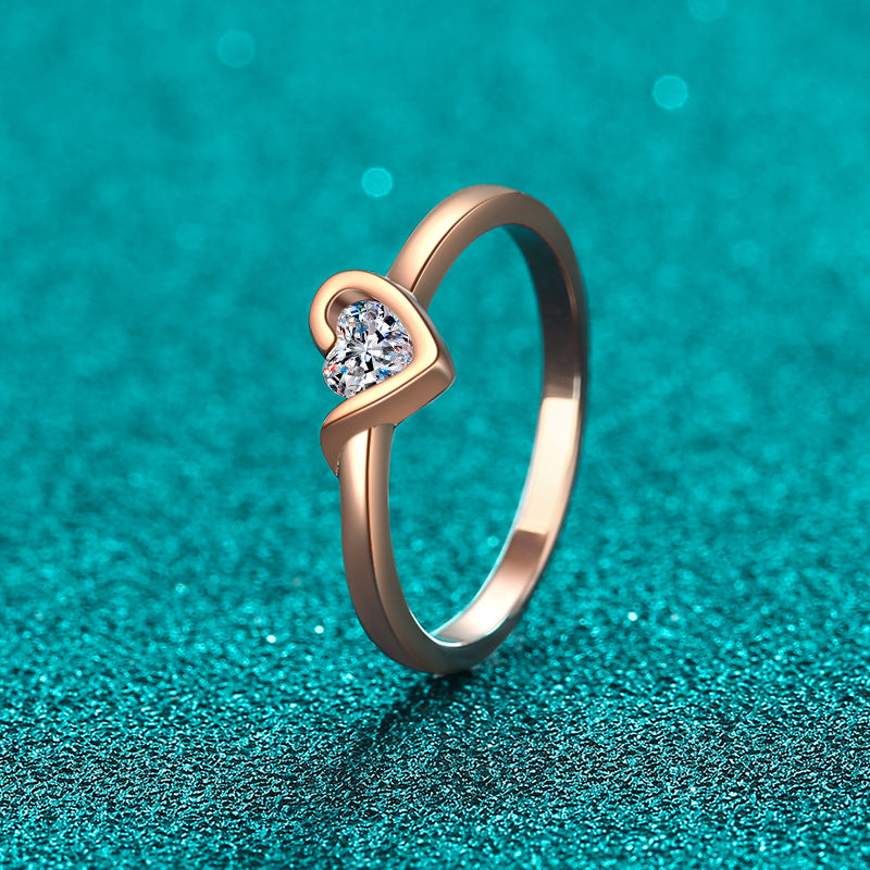 S925 Sterling Silver Moissanite Champagne Gold Ring