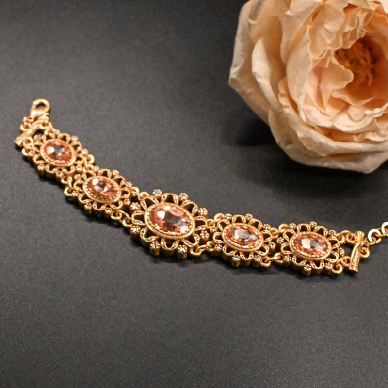 Retro electroplated glazed hollow relief jewelry set