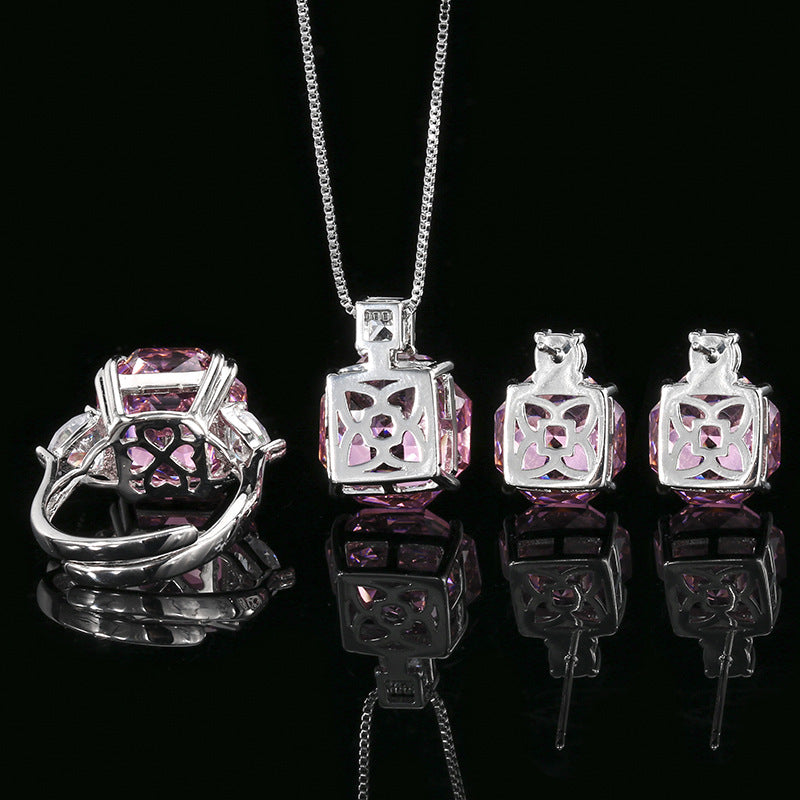 Copper Gold Plated Simple Rose Gemstone Set